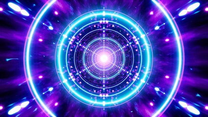 Glowing Surreal Neon Energy Tunnel