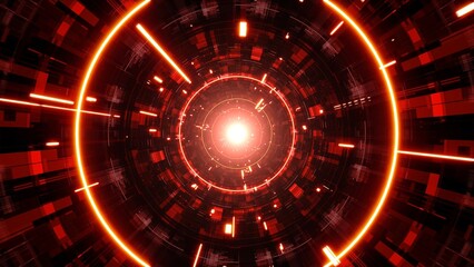 Red Tech Light Tunnel Effect