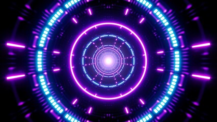 Obraz premium Shining Neon Light in the Dark Tunnel VJ Art