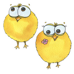 Fototapeta premium Watercolor illustration of happy Easter day. A set of individual images.