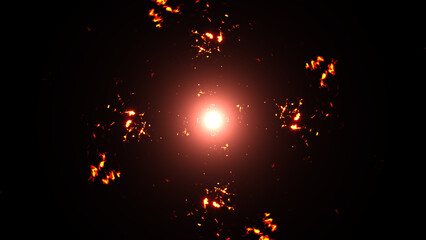 Glowing Red Light Core and Spiral Sparks Overlay Effect