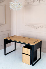 Director's office with large wooden table. Interior design