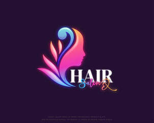 colorful beauty hair salon logo design