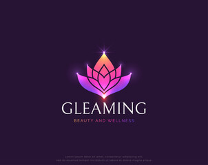 colorful lotus flower beauty logo design