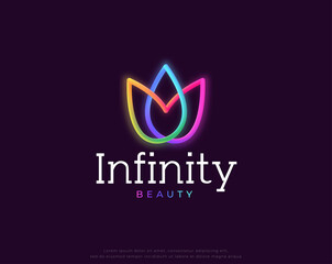 infinity colorful lotus flower beauty logo design