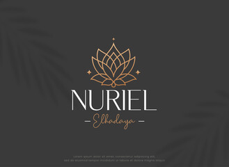 linear lotus flower beauty spa logo design