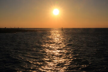 Beautiful sunset scene in the western sea of Jeju Island