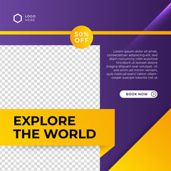Modern universal social media post template. Web banner, flyer or poster for ads offer sale promotion marketing. Design for travel, business, food menu, fashion, creative digital agency.