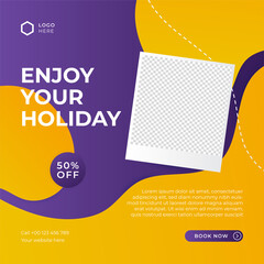 Modern universal social media post template. Web banner, flyer or poster for ads offer sale promotion marketing. Design for travel, business, food menu, fashion, creative digital agency.
