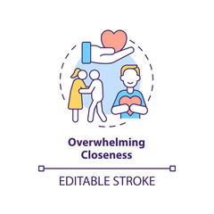 Overwhelming closeness concept icon. Emotional manipulation signal abstract idea thin line illustration. Intimacy. Isolated outline drawing. Editable stroke. Arial, Myriad Pro-Bold fonts used