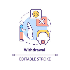 Withdrawal concept icon. Emotional manipulation red flag abstract idea thin line illustration. Abusive relationships. Isolated outline drawing. Editable stroke. Arial, Myriad Pro-Bold fonts used