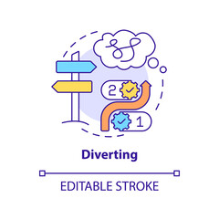 Diverting concept icon. Gaslighting behaviour red flag abstract idea thin line illustration. Psychological abuse. Isolated outline drawing. Editable stroke. Arial, Myriad Pro-Bold fonts used