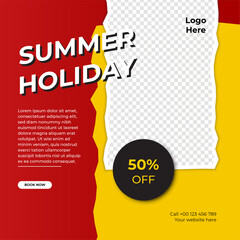 Modern universal social media post template. Web banner, flyer or poster for ads offer sale promotion marketing. Design for travel, business, food menu, fashion, creative digital agency.