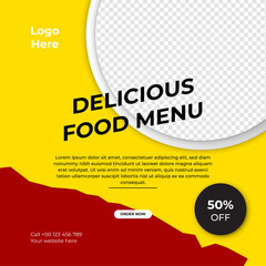 Modern universal social media post template. Web banner, flyer or poster for ads offer sale promotion marketing. Design for travel, business, food menu, fashion, creative digital agency.