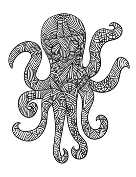 Octopus Mandala Coloring Pages for Adults