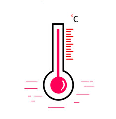 thermometer icon with celsius scale, flat design vector