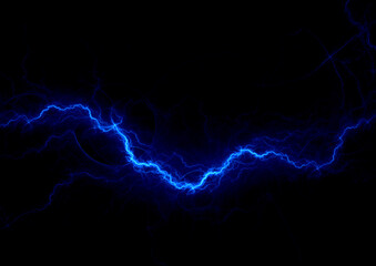 Blue fractal lightning background, electrical abstract - 490541982