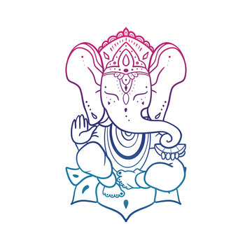 bitmap drawing of Ganesha in color