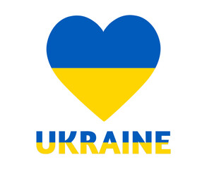 Ukraine Emblem Flag Heart With Name National Europe icon Symbol Abstract Vector Illustration