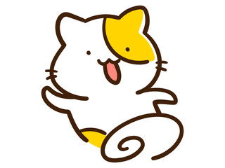 ダッシュするかわいいねこのキャラクターの手書き風イラスト