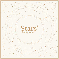 Gold Stars in light galaxy sky. Background and design element for banner, illustration, Pattern