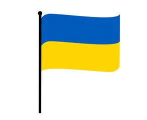 Ukraine Emblem Symbol With Name National Europe Flag Ribbon Vector Illustration
