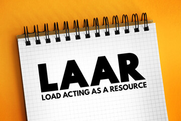 LAAR - Load acting as a resource acronym text on notepad, abbreviation concept background