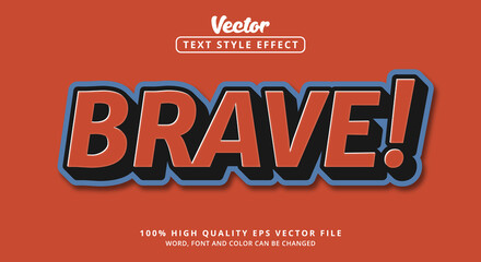 Fototapeta na wymiar Editable text effect,Text Brave in blue black red and modern style