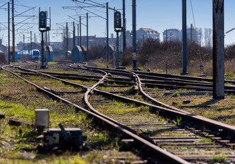 Fototapeta premium Géométrie et perspectives de voies de chemin de fer