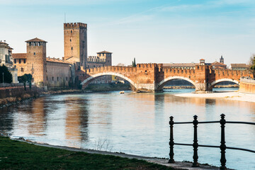 Verona, Italy - Castelvecchio bridge over the Adige river