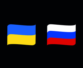 Ukraine And Russia Emblem Flags Abstract National Europe Vector Illustration Design
