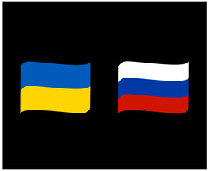 Ukraine And Russia Emblem Flags Abstract National Europe Vector Illustration Design