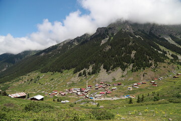 Fototapeta na wymiar A beautiful landscape from the Elevit plateau of Rize in Black Sea region of Turkey.
