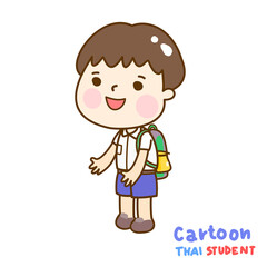Fototapeta premium Cartoon Thai Student Character.