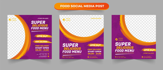 Collection of delicious restaurant promotion food menu for social media ideas post square flyer banner template