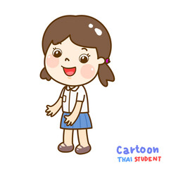 Obraz na płótnie Canvas Cartoon Thai Student Character.