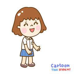 Obraz premium Cartoon Thai Student Character.