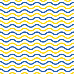 Vector seamless pattern background blue and waves in Ukraine flag colors.