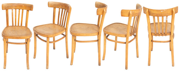 Model of a light wooden old chair from Poland with several sides.