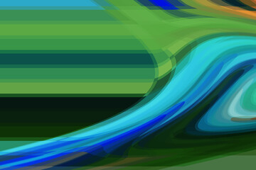 abstract colorful background with green stripes and dynamic fluid shapes