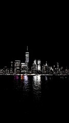 Night New York City, downtown city, view, sky, nyc, building, night, Dark, picture