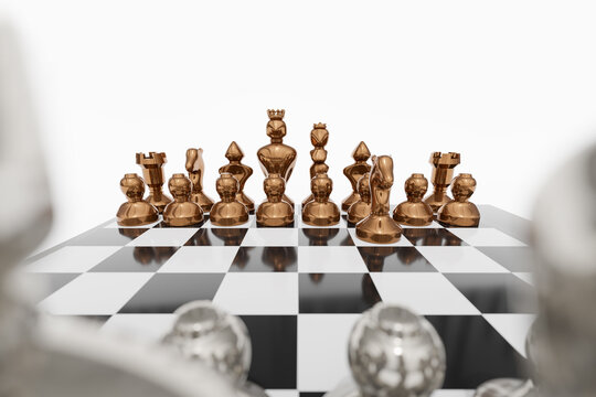Modern Chess pieces game board