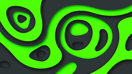 Green And Black Wavy Abstract Paper Cut Background Vector Shadows 3D Smooth Objects Modern Design For Business Presentations Flyers Posters And Invitations