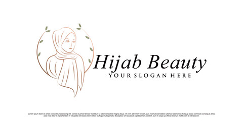 Beauty hijab or hijab store logo for moslem woman with creative element Premium Vector