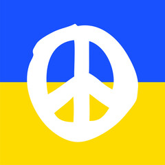 peace symbol in blue and yellow background vector, Design element for logo, poster, card, banner, emblem, t shirt. Vector illustration