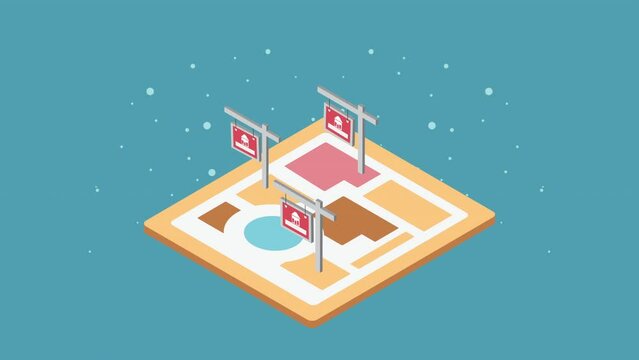 real estate sale labels in map animation