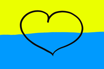 Ukrainische Flagge mit einem Herz 
