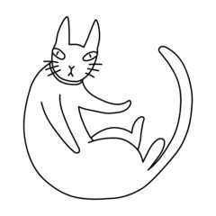 Cute cartoon black cat isolated on white background. Halloween