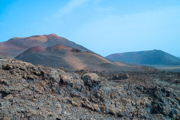 Volcanic landscape of Timanfaya National Park on island Lanzarote