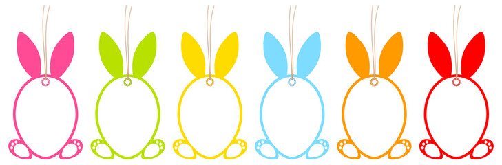 Set Sechs Hängende Anhänger Haseneier Füße Rahmen Bunt